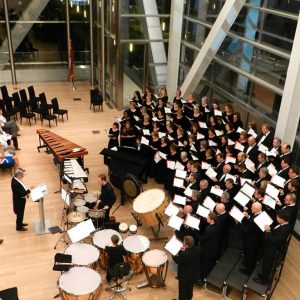 View of choir and percussion instruments from above