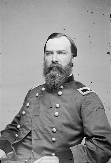 White man with long beard in military uniform