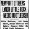 "Newport citizens lynch Little Rock Negro bootlegger" newspaper clipping
