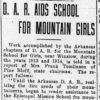 "D. A. R. aids school for mountain girls" newspaper clipping