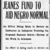 "Jeanes fund to aid Negro normal" newspaper clipping