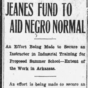 "Jeanes fund to aid Negro normal" newspaper clipping