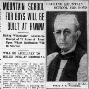 "Mountain school for boys will be built at Havana" newspaper clipping