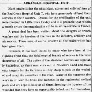 "Arkansas' hospital unit" newspaper clipping