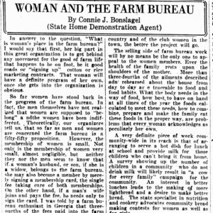"Woman and the Farm Bureau" newspaper clipping
