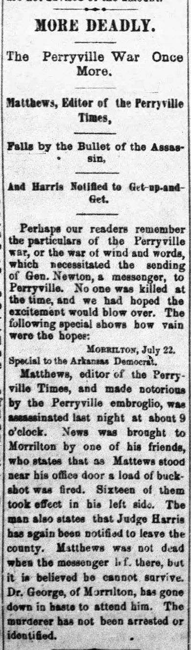 "More Deadly. The Perryville War once more" newspaper clipping