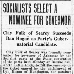 "Socialists select a nominee for Governor" newspaper clipping