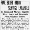 "Pine Bluff radio service enlarged" newspaper clipping