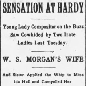 "Sensation at Hardy" newspaper clipping