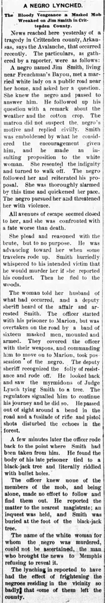 "A Negro lynched" newspaper clipping