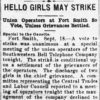 "Hello girls may strike" newspaper clipping