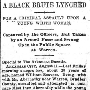 "A Black Brute Lynched" newspaper clipping
