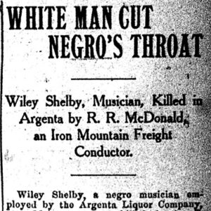 "White man cut Negro's throat" newspaper clipping
