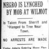 "Negro is lynched by mob at Wilmot" newspaper clipping