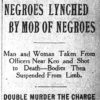 "Negroes lynched by mob of Negroes" newspaper clipping