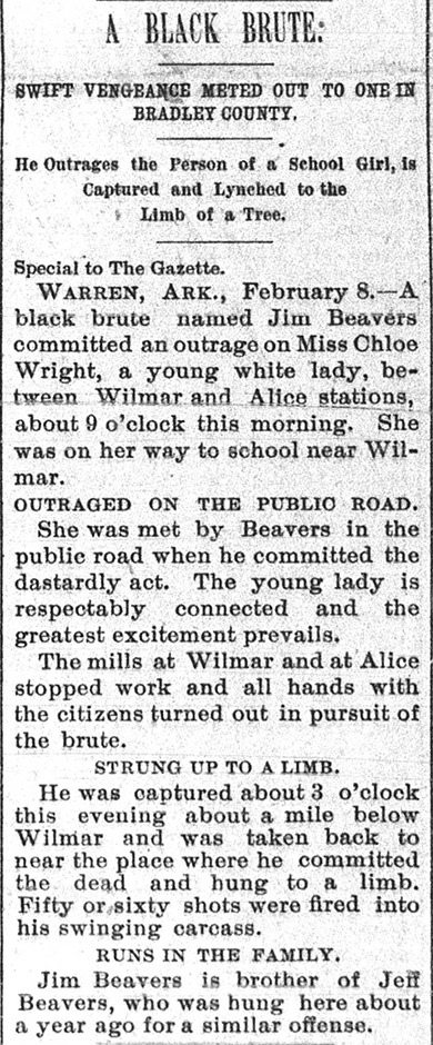 "A Black Brute" newspaper clipping
