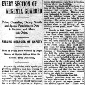 "Every section of Argenta guarded" newspaper clipping