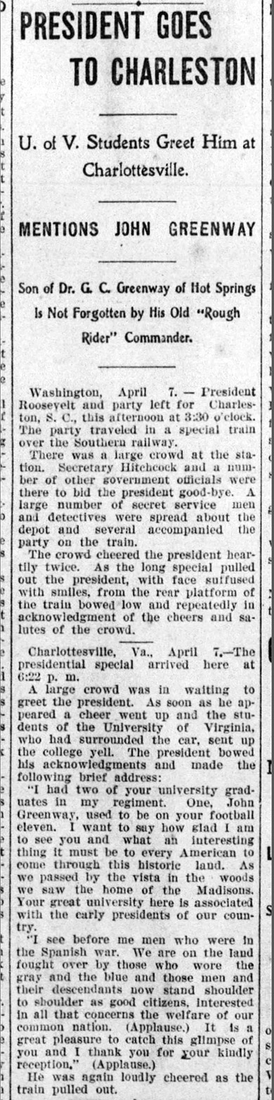 "President goes to Charleston" newspaper clipping