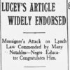 "Lucey's article widely endorsed" newspaper clipping