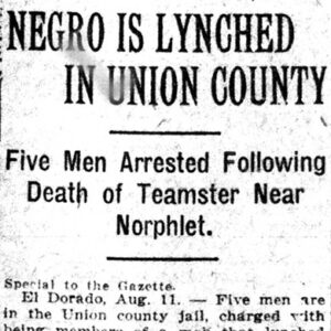 "Negro is lynched in Union County" newspaper clipping
