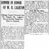 "Dinner in honor of W. R. Lighton" newspaper clipping