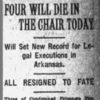 "Four will die in the chair today" newspaper clipping