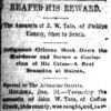 "Reaped His Reward" newspaper clipping