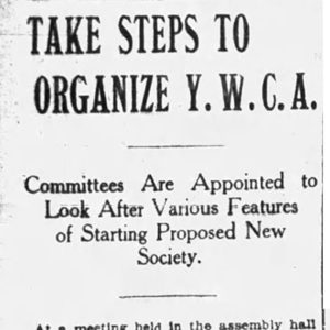 "Take steps to organize Y.W.C.A." newspaper clipping