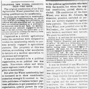 "Changing the wheel constitution the trick" newspaper clipping