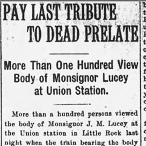 "Pay last tribute to dead prelate" newspaper clipping