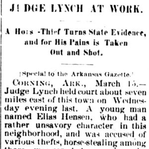 "Judge Lynch at work" newspaper clipping