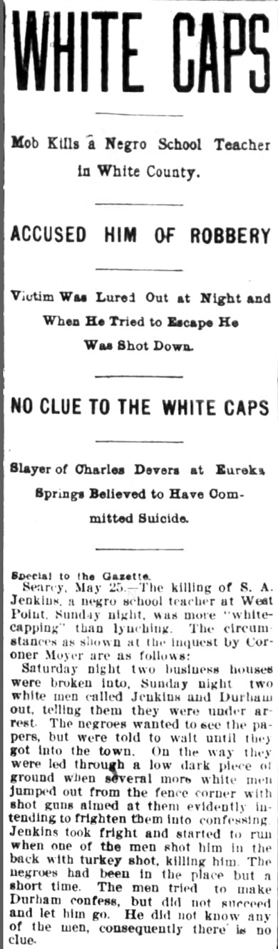 "White Caps" newspaper clipping