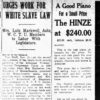 "Urges work for white slave law" newspaper clipping