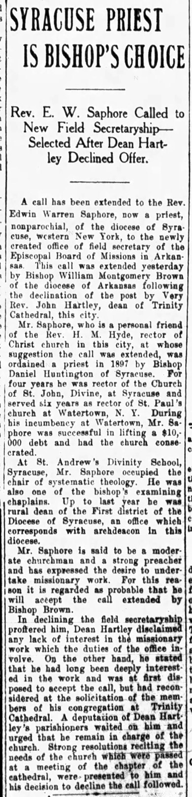 "Syracuse priest is bishop's choice" newspaper clipping