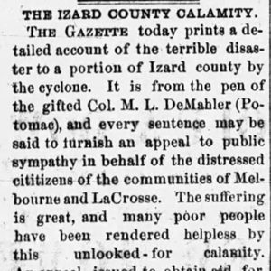 "The Izard County Calamity" newspaper clipping