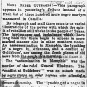 "More Rebel Outrages" newspaper clipping