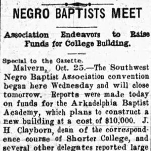 "Negro Baptists Meet" newspaper clipping