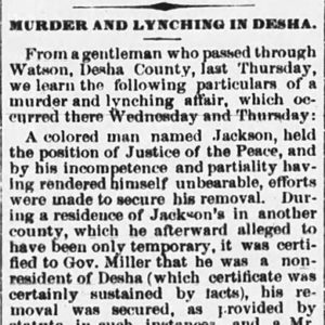 "Murder and Lynching in Desha" newspaper clipping