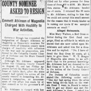 "County nominee asked to resign" newspaper clipping