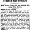 "Lynched Near Crossett" newspaper clipping