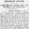 "Franklin County about Clayton's outrage mill the lynching of the Harris Boys" newspaper clipping