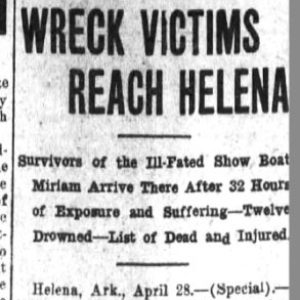 "Wreck victims reach Helena" newspaper clipping