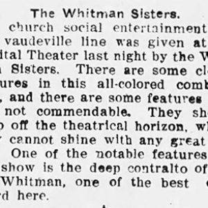 "The Whitman Sisters" newspaper advertisement