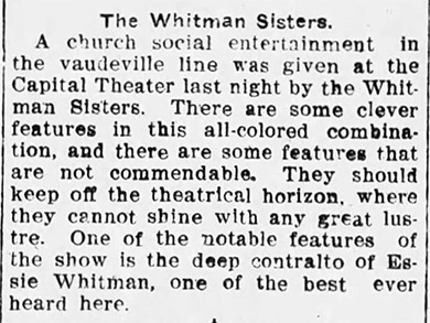 "The Whitman Sisters" newspaper advertisement