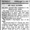 "An Old Citizen" newspaper clipping
