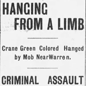 "Hanging From a Limb" newspaper clipping