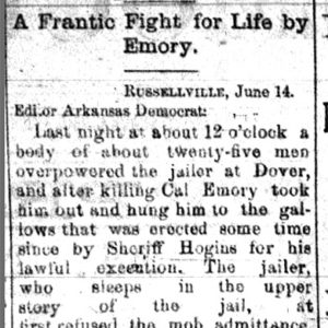 "A Frantic Fight for Life by Emory" newspaper clipping