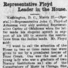 "Representative Floyd Leader in the House" newspaper clipping