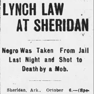 "Lynch law at Sheridan" newspaper clipping