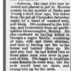 "Johnson the man who was arrested and placed in jail in Monroe county for the murder of Parks and Young a short time ago" newspaper clipping